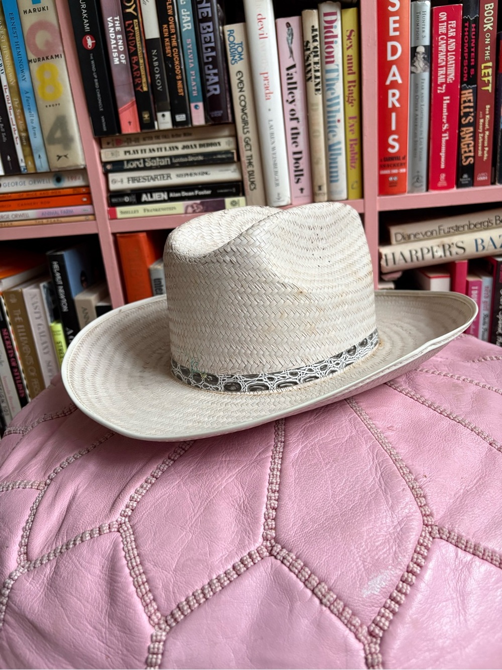 Vintage Men's Straw Western Hat - Natural